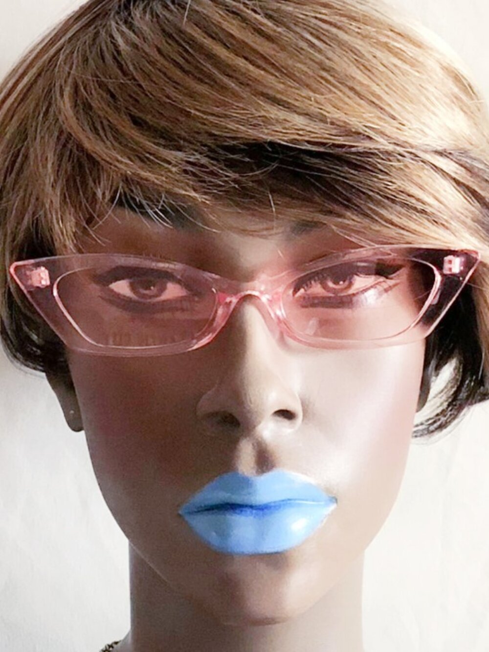 Transparent Pink Slim Cat Eye Fashion Sunglasses